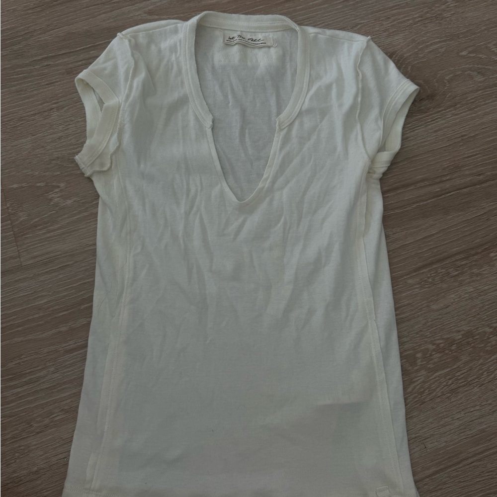 Free People’s: We The Free White/Ivory Short Sleeve Tee